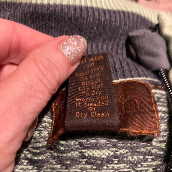 Born Silk Cashmere Fair Isle Green Quarter Zip Sweater Elbow Patches Men's Sz M - Picture 15 of 15